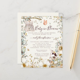Papier Bébé budget en Fleur fille Invitation de crème de 