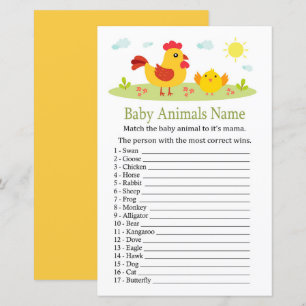 Papier Bébé de poulet Animaux Nom Jeu