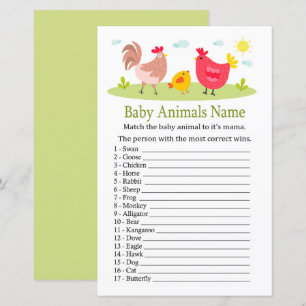 Papier Bébé de poulet Animaux Nom Jeu