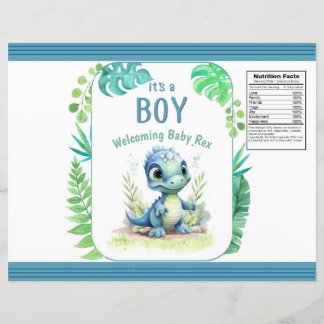 Papier Bébé Dinosaure Vert et Bleu Chip Sac