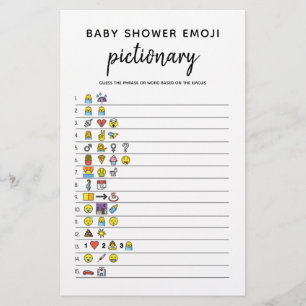Papier Bébé Emoji minimaliste Baby shower jeu