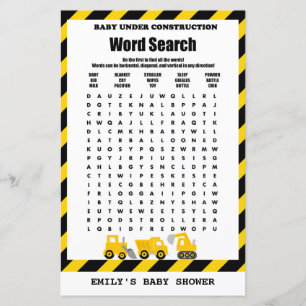 Papier Bébé en construction Baby shower Jeu IMPRIMÉ