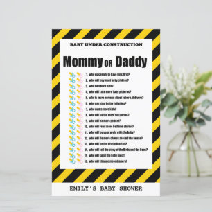 Papier Bébé en construction Baby shower Jeu IMPRIMÉ