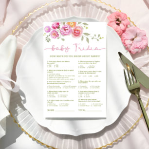 Papier Bébé en fleurs Floral Pink Bow Baby Trivia jeu