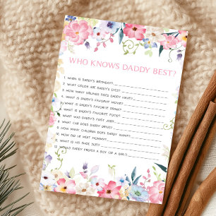 Papier Bébé Floral en Fleur Qui Connaît le mieux Papa Jeu