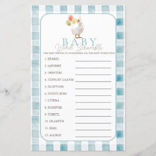 Papier Bébé Garçon Fou Gingham Mélange de Mots