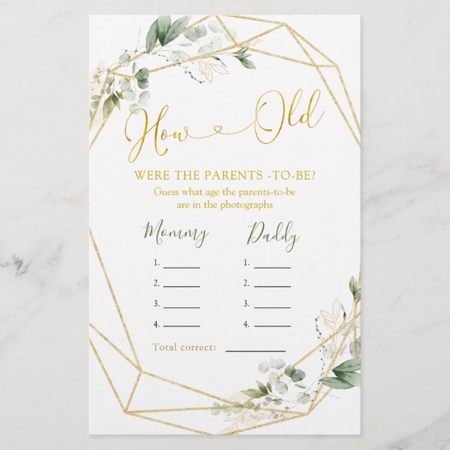 Papier Bébé géométrique verdoyant en fleurs Comment vieux (Devant)