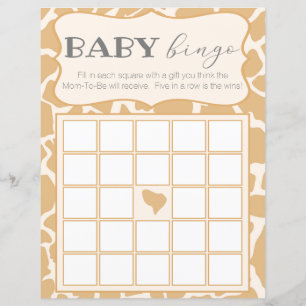 Papier Bébé girafe garcon bronzé Baby Bingo