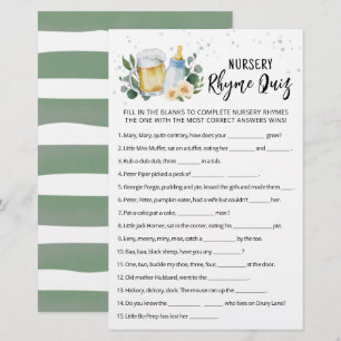 Papier Bébé Greenery Brasse un Quiz de Comptines pour Enf