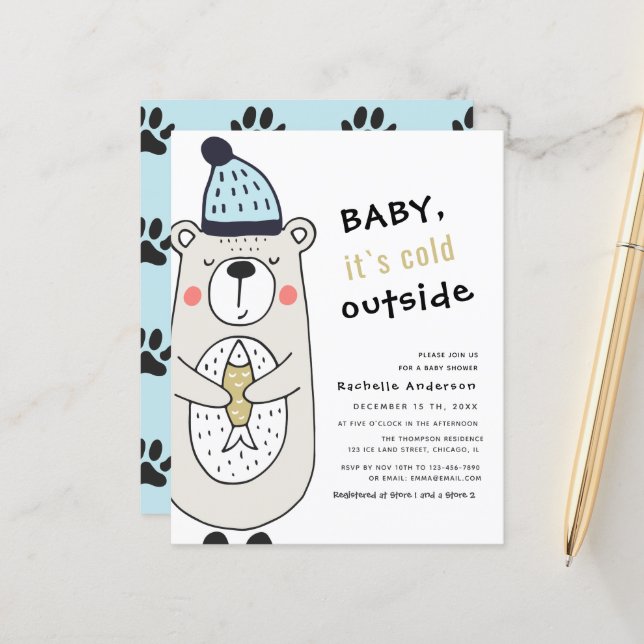 Papier Bébé il fait froid dehors Ours | circulaire Baby s (Devant/Arrière en situation)