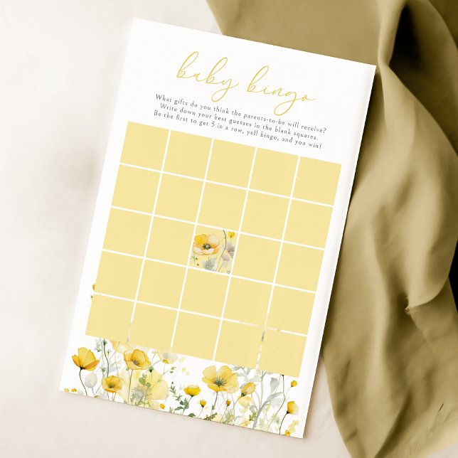 Papier Bébé Jaune En Fleur Fleur sauvage Bingo Jeu (Créateur téléchargé)