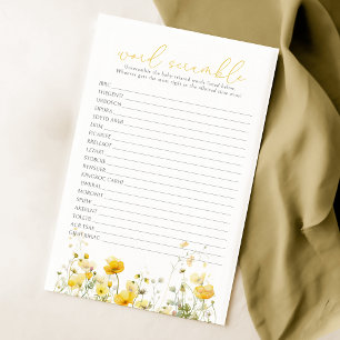 Papier Bébé Jaune En Fleur Fleur sauvage Word Scramble Je