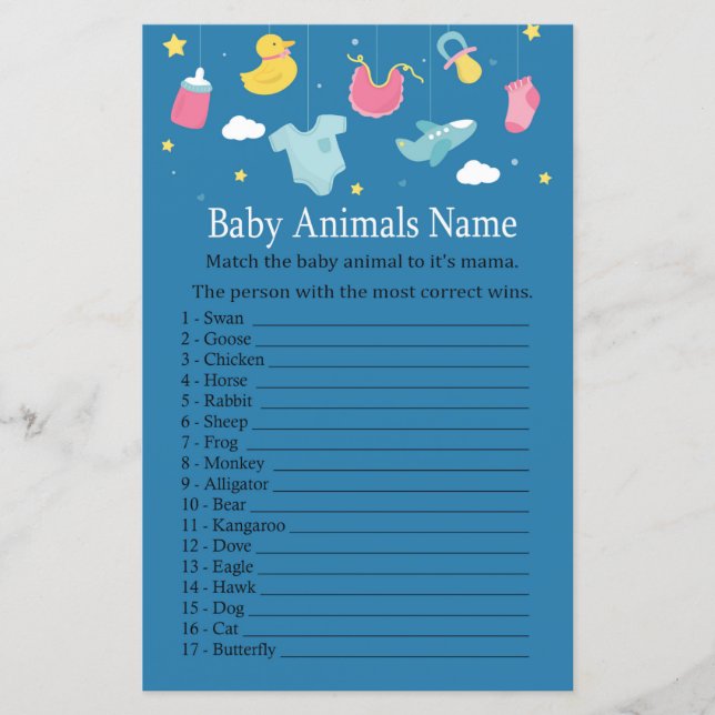 Papier Bébé jouets Bébé Animaux Nom Jeu (Devant)
