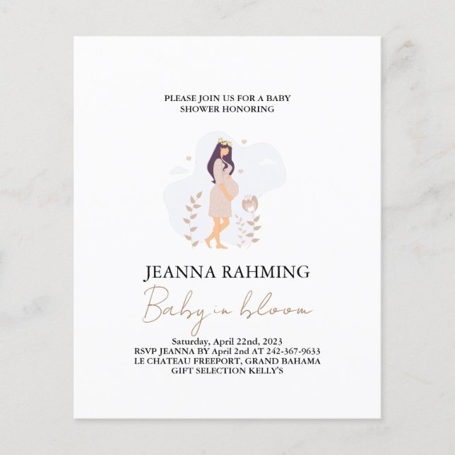 Papier Bébé mignon dans Baby shower en fleur Invitation (Devant)