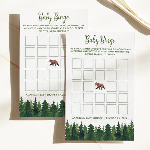Papier Bébé Ours Et Pins Baby shower Bingo Bébé