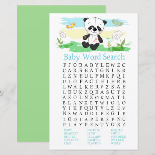 Papier Bébé panda Baby shower Word Recherche Jeu