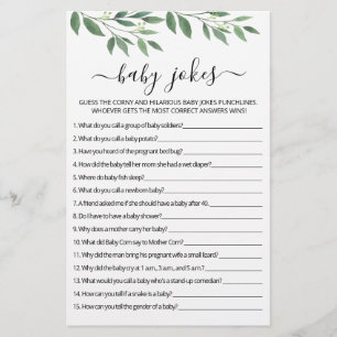 Papier Bébé plaisanteries jeu de Baby shower avec réponse
