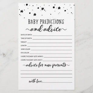 Papier Bébé Prédictions et conseils Baby shower partie