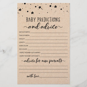 Papier Bébé Prédictions et conseils Baby shower partie