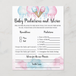 Papier Bébé prédictions et conseils jeu de crème glacée.