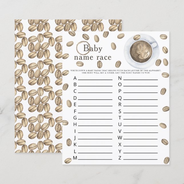 Papier Bébé prépare du café - Jeu de course de noms de bé (Devant / Derrière)