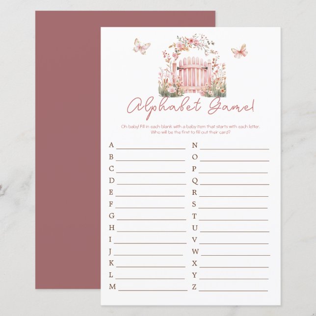 Papier Bébé rose floral dans le Baby shower de fleurs Alp (Devant / Derrière)