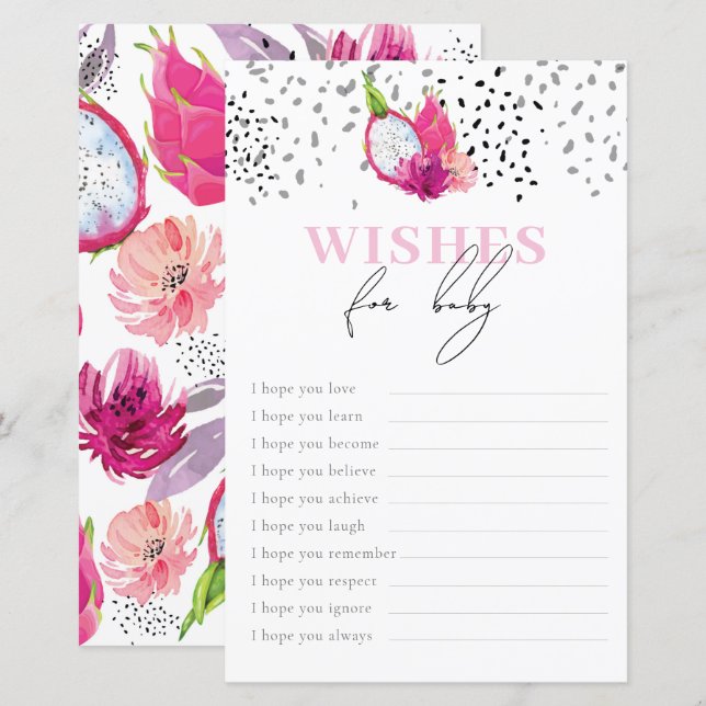 Papier Bébé Sprinkle Souhaits Pour Bébé Jeu Pitaya (Devant / Derrière)