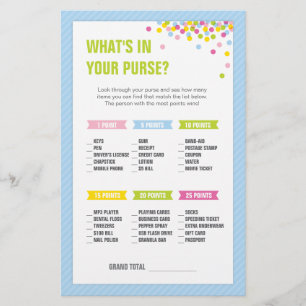 Papier Bébé Sprinkle What's in your Purse Game - Bleu