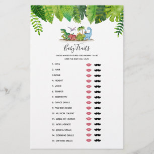 Papier Bébé Traits Dinosaur Baby shower Jeu