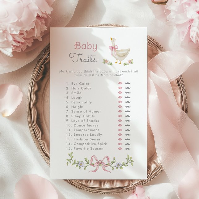 Papier Bébé Traits Rose Silly Goose jeu baby shower (Créateur téléchargé)