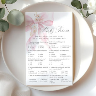 Papier Bébé trivia Script Pink Bow jeu Baby shower
