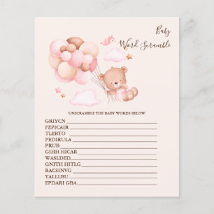 Papier Bébé Word Scramble Baby shower Jeu