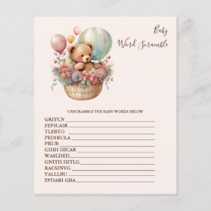 Papier Bébé Word Scramble Baby shower Jeu