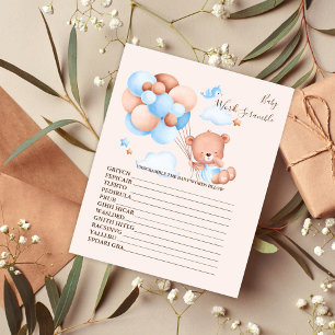 Papier Bébé Word Scramble Baby shower Jeu