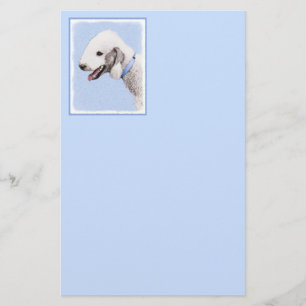 Papier Bedlington Terrier Peinture - Art Chien original