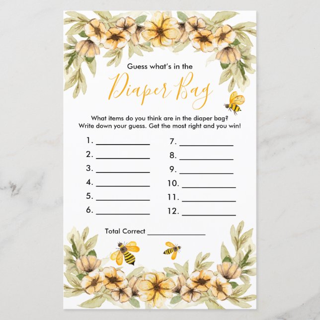 Papier Bee Baby Devinez ce qu'il y a dans le jeu de sac à (Devant)