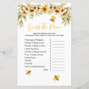 Papier Bee Botanical Aquarelle devinez le prix Game