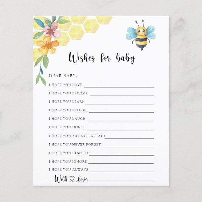 Papier Bee floral - Partie | voeux pour bébé (Devant)