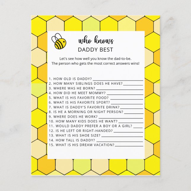 Papier Bee floral Qui connaît le mieux DADDY (Devant)
