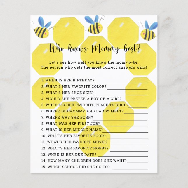 Papier Bee floral - Qui connaît maman mieux (Devant)