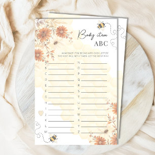 Papier Bee Honey Boho Baby shower Article ABC Jeu