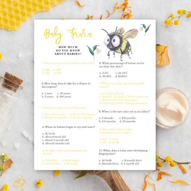 Papier Bee - Trivia de bébé | Jeu Baby shower (Créateur téléchargé)