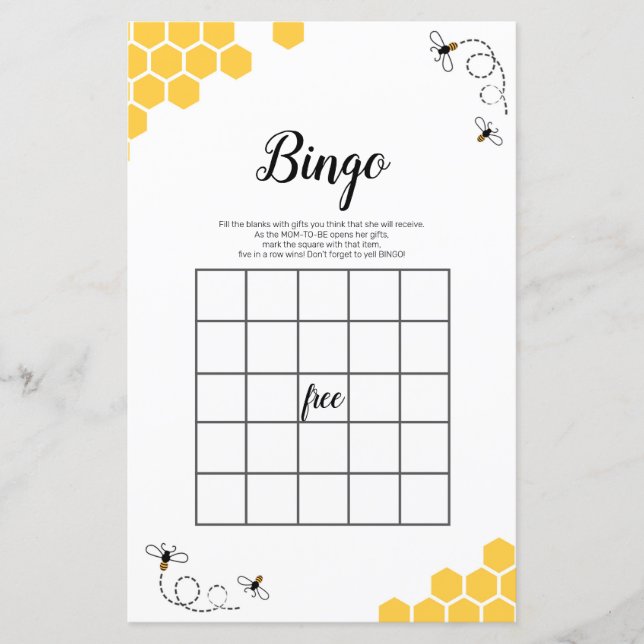 Papier Bee Watercolor Bingo Game (Devant)