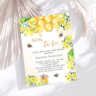 Papier Bees fleurons jaunes budget baby shower invitation