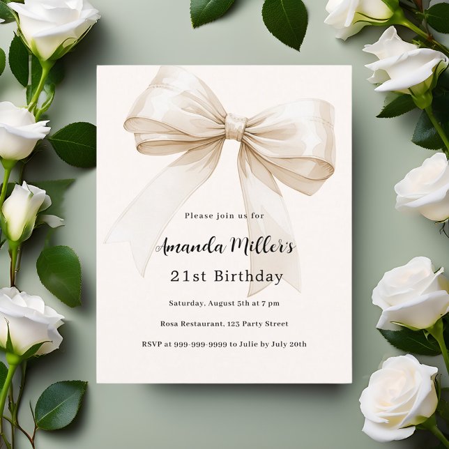 Papier Beige crème arc élégante invitation d'anniversaire (Créateur téléchargé)