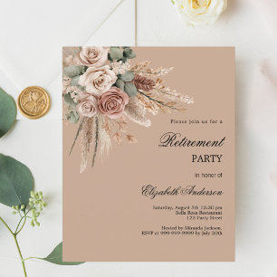 Papier Beige marron taupe rose de retraite invitation