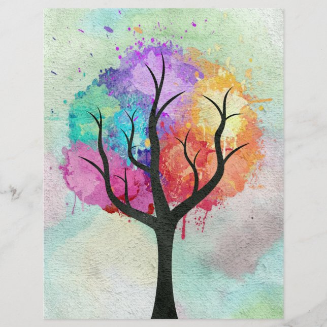 Papier belle peinture Abstraite à l'huile d'arbre Pastel (Devant)