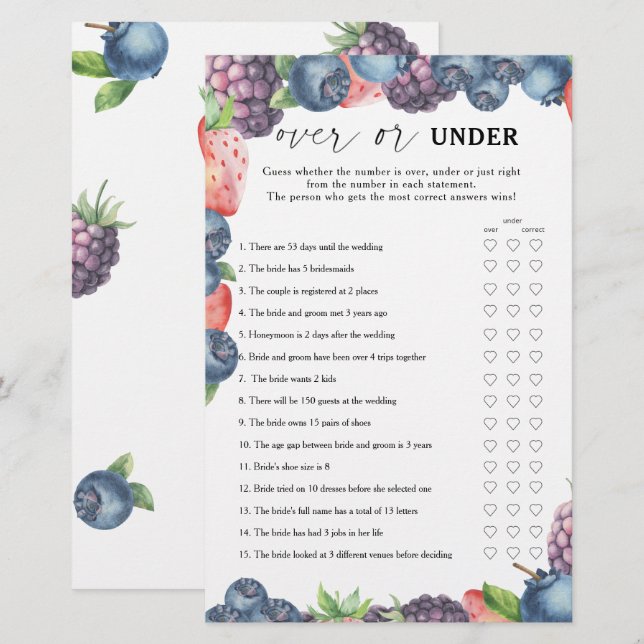 Papier Berries - Plus ou sous la douche nuptiale (Devant / Derrière)