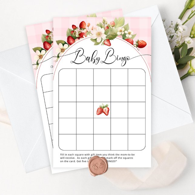 Papier Berry douce fraise baby shower jeu de bingo (Créateur téléchargé)