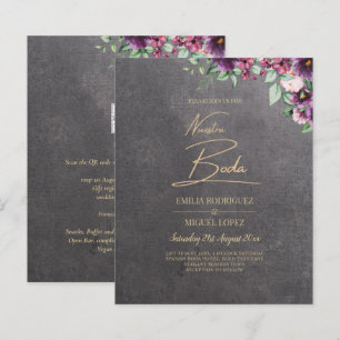 Papier Berry gris argenté Mariage Floral hiver automne